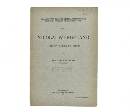 Arne Bergsgaard: Nicolai Wergeland.