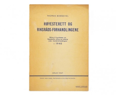 Thomas Bonnevie: Høyesterett og riksråds-forhandlingene.
