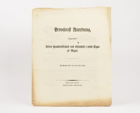 Provisorisk Anordning angaaende større handelsfrihed end...