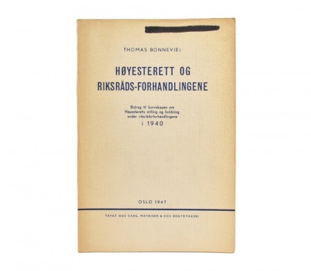 Thomas Bonnevie:  Høyesterett og riksråds-forhanlingene.  