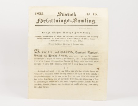 Swensk författnings-Samling. No 19. 1855.