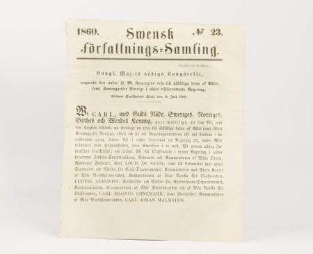 Swensk författnings-Samling. No 23. 1860.