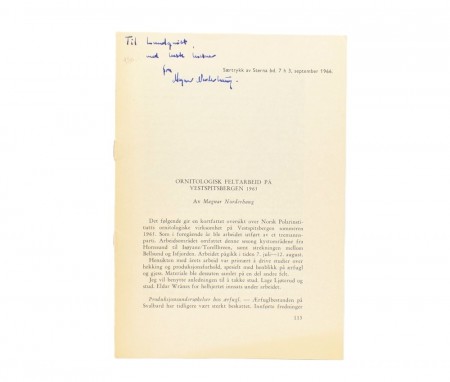 Magnar Norderhaug: Ornitologisk feltarbeid på Vestspitsbergen 1965. 