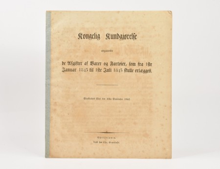 Kongelig Kundgjørelse angaaende de Afgifter af... [1842]